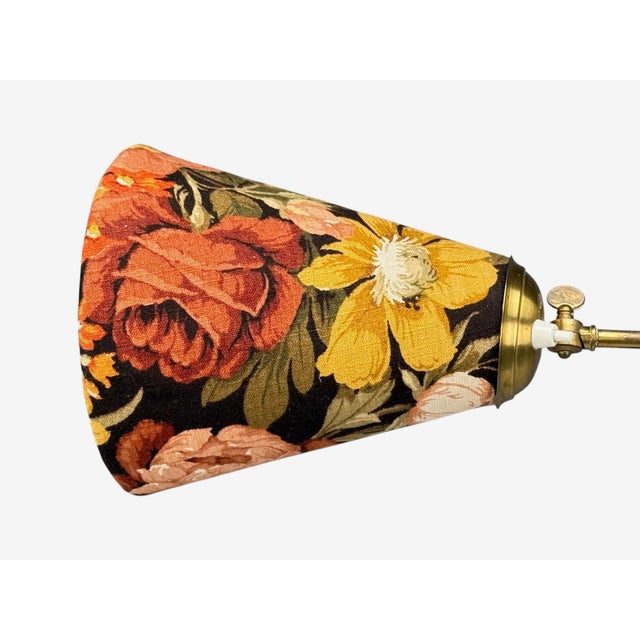 Brown Corona Belysning, Floor Lamp, Wood, Brass, Fabric, Sweden, 1940s For Sale - Image 8 of 18