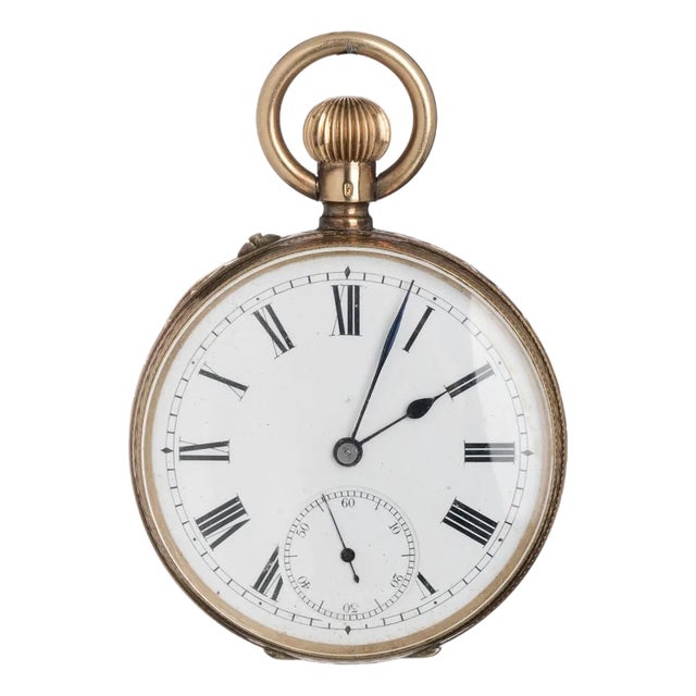 Swiss Pocket Watch in 14 kt Gold Case For Sale