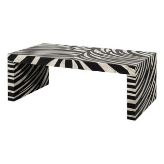 Zebra Striped Bone Inlay Coffee Table with Waterfall Ends For Sale