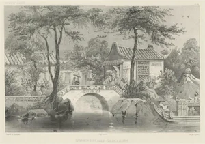 Antique Print of Garden in Guangzhou in China, 1850