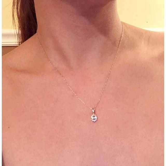 14 Karat White Gold Necklace With Diamonds and Oval Tanzanite Pendant For Sale - Image 9 of 12