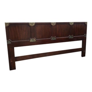 1970s Henredon Campaign Pan-Asian King Headboard For Sale