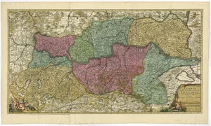 Large Map of Upper and Lower Austria Between Passau and Wien, 1700