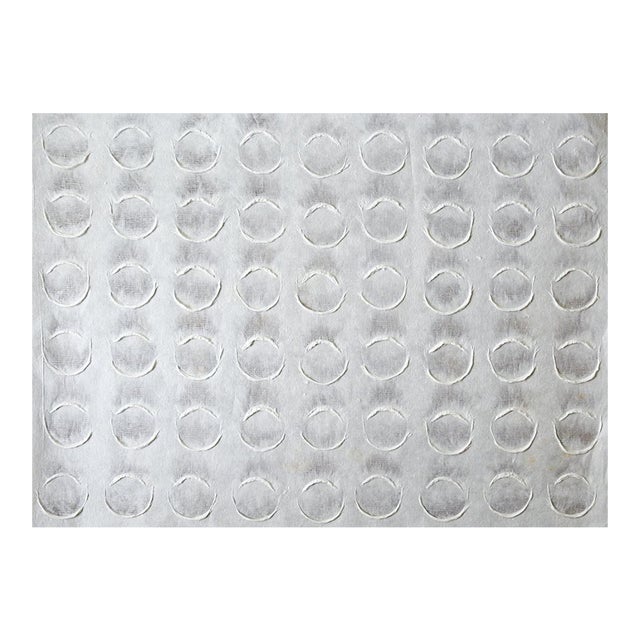 Contemporary Handmade Paper and Fiber White Circle Pattern For Sale