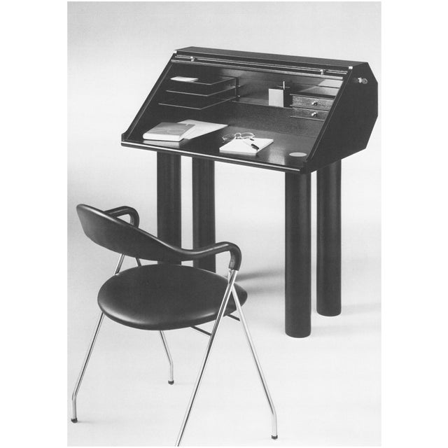 Featured in The 2020 San Francisco Decorator Showcase — 1970s Hans Eichenberger for Röthlisberger Postmodern Black Mahogany & Chrome Roll-Top Desk For Sale - Image 12 of 13