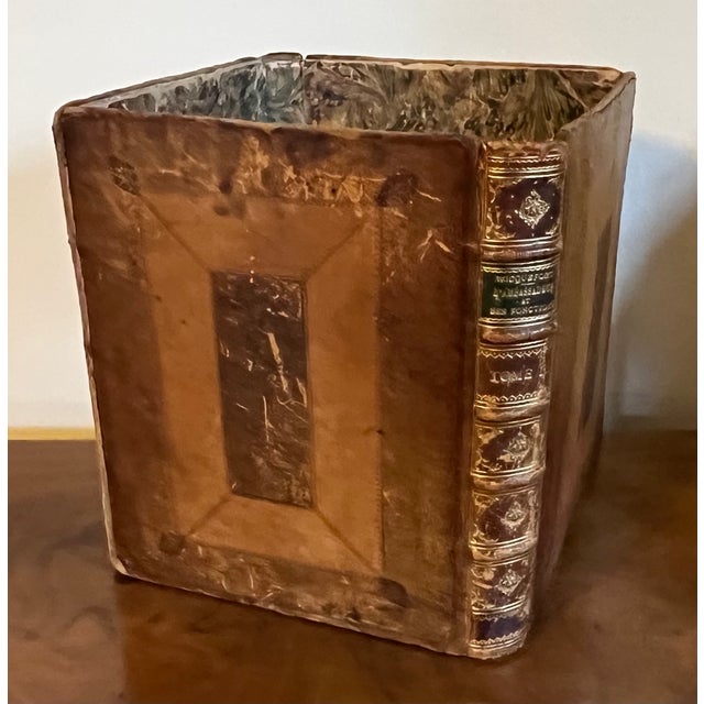 19th Century Antique 19th Century French Leather Bound Book Form Library Waste Paper Basket or Box for the Desk For Sale - Image 5 of 16