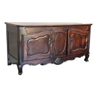 Antique Carved Walnut French Provincial Large Buffet or Sideboard Cabinet For Sale