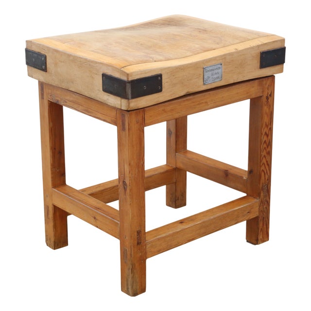 Vintage Butchers Block Worktable, 1950s For Sale