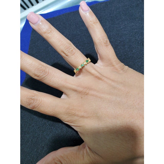 ♥ Product Summary ♥ Main Stone: Emerald & Diamonds Band Material: 14k Yellow Gold Stone Cut: Round Weight: 2 grams