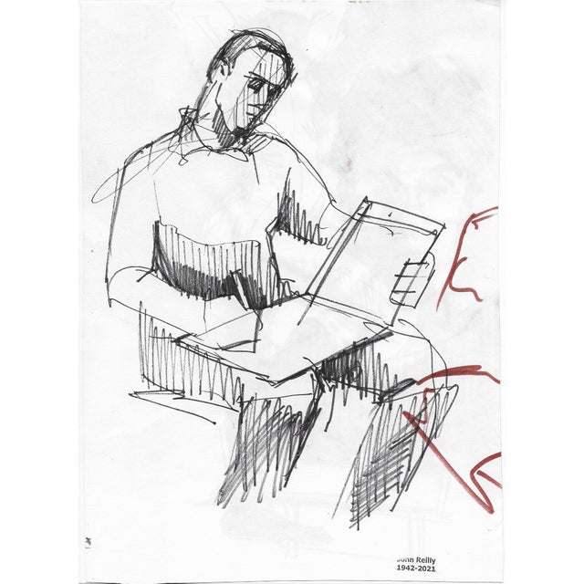 1970s watercolor on paper by Pennsylvania artist John Reilly (1942-2021). One side has a watercolor of a female nude with...