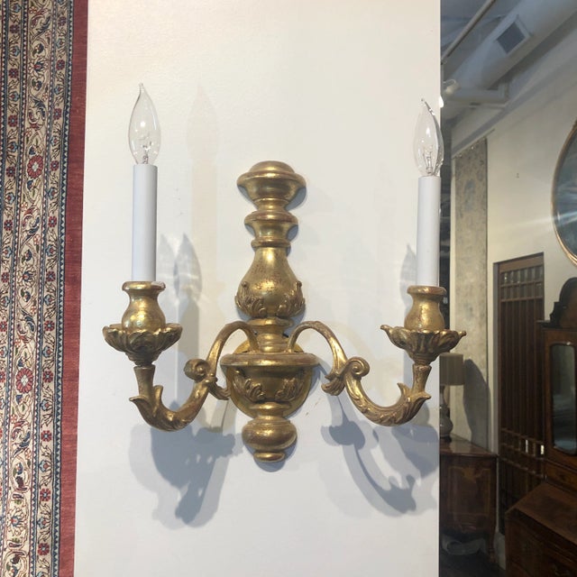 1990s Traditional Italian Carved Wooden Double Light Sconces - a Pair For Sale - Image 11 of 13