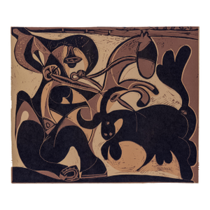 1962 Pablo Picasso Linocut Engraving "Picador Goading Bull"