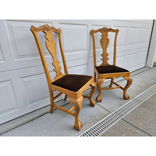 Ethan Allen Queen Anne Style Dining Chairs Ball and Claw Feet -Pair For Sale - Image 4 of 14