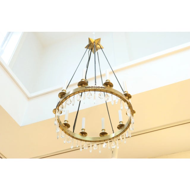 1980s Brass Ring Chandelier For Sale In New York - Image 6 of 7