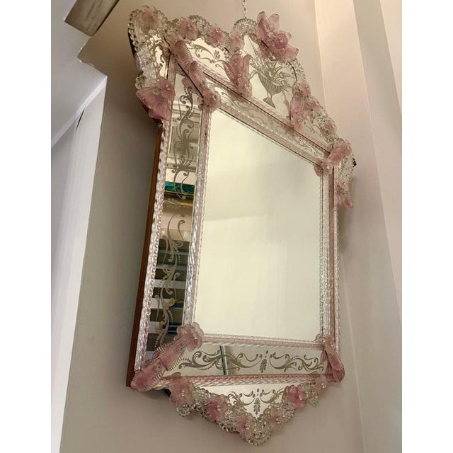 Vintage Octagonal Venetian Murano Glass Mirror, 1960 For Sale - Image 9 of 12