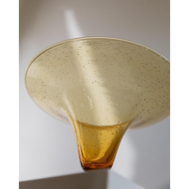 Late 20th Century Vintage Italian Orange Bubble Murano Glass Footed Bowl with Ball Stem, 1980s For Sale - Image 5 of 13