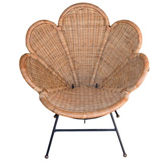 Original Mid Century Rattan Flower Chair For Sale