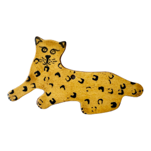Folk Art Leopard Christmas Ornament, Breininger Pottery, Pennsylvania Dutch Redware