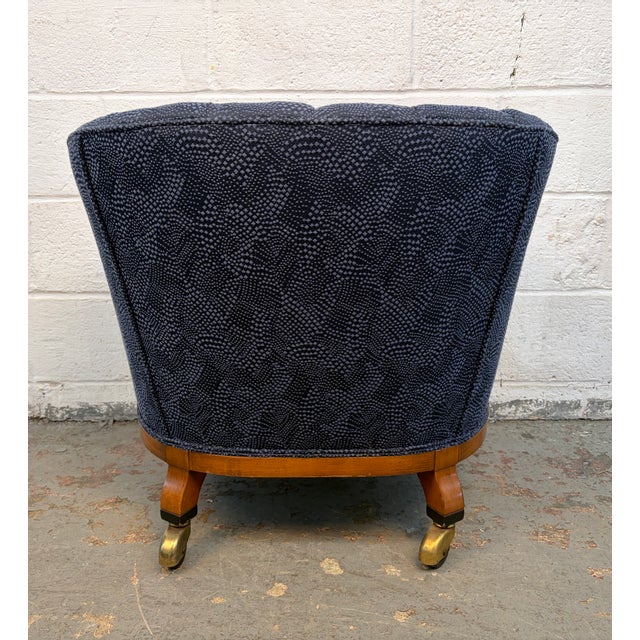 Mid-Century Modern Rolling Tufted Barrel-Back Club Chairs For Sale - Image 9 of 14