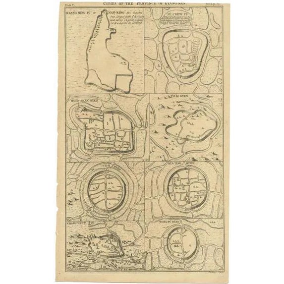 Antique Map of Cities of the Province of Che-Kiang in China, 1738 For Sale