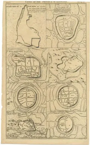 Antique Map of Cities of the Province of Che-Kiang in China, 1738