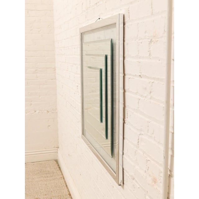 Metal Vintage Hollywood Regency Layered Beveled Mirror For Sale - Image 7 of 10
