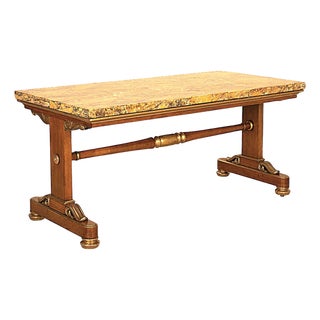 Regency Siena Marble, Oak and Giltwood Centre Table, 1830s For Sale