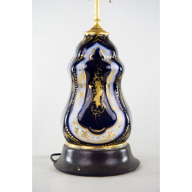 Mid Century Modern Navy Blue And Gold Porcelain Table Lamp Chairish