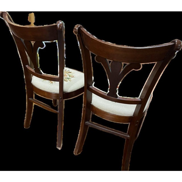 italydesign 1950s Drexel Chairs With Needlepoint Seats For Sale - Image 4 of 4