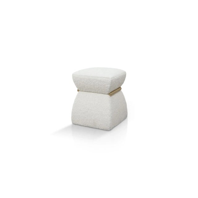 Cusi Pouf with Handle in White Mohair from Chairish