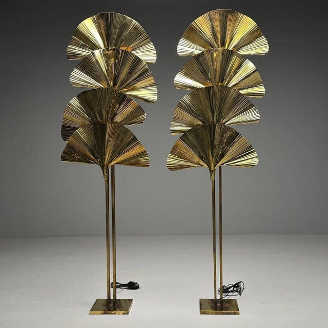 Mid-Century Modern Carlo Giorgi, Bottega Gadda, Ginko Leaf Floor Lamps, Italy, 1970s For Sale - Image 3 of 12