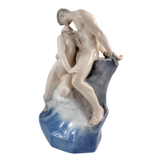 An impressive royal copenhagen porcelain sculpture after theodor lundberg's celebrated model “wave and rock”, one of the...