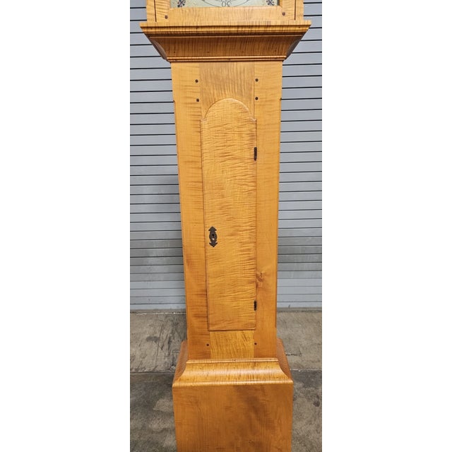 Brown Late 20th Century David T. Smith Tiger Maple Tall Case Clock Grandfather Clock Ohio Benchmade For Sale - Image 8 of 15