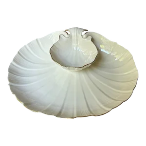 Lenox Porcelain Aegean Sea Shell Tiered Serving Platter Bowl