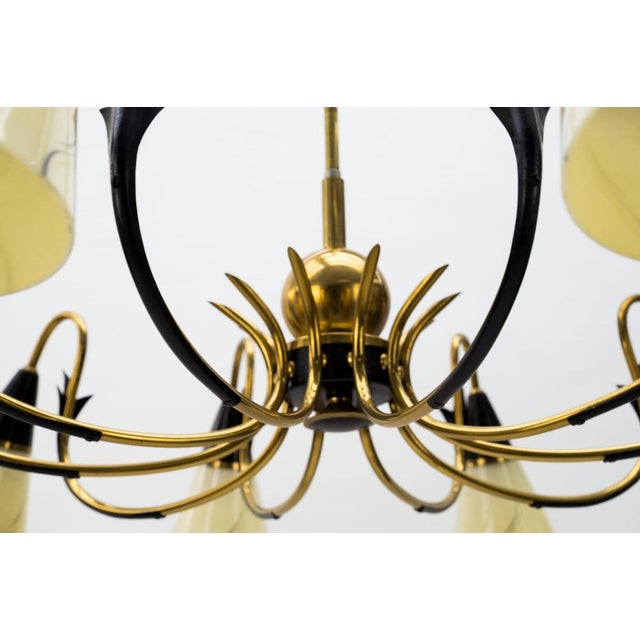Italian Brass & Glass Sputnik Chandelier with 10 Lights, 1950s For Sale - Image 12 of 15