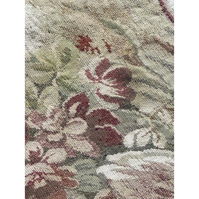 Antique French Tapestry with Rooster and Flowers from Aubusson, 1900 For Sale - Image 6 of 18