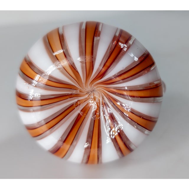 Glass Mid-Century Italian Murano Orange and White Latticino Glass Miniature Vase For Sale - Image 7 of 8