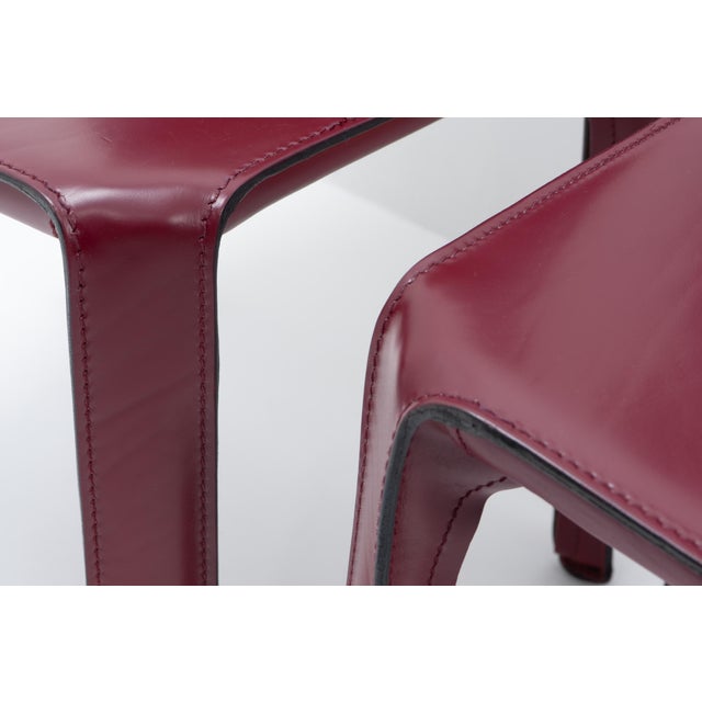 Maroon Cab 412 Chairs by Mario Bellini for Cassina, 1990s, Set of 4 For Sale - Image 8 of 14