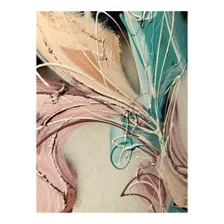 Large Vintage Mid-Century Modern Abstract 36x24 Original Impasto Painting by Valdez For Sale