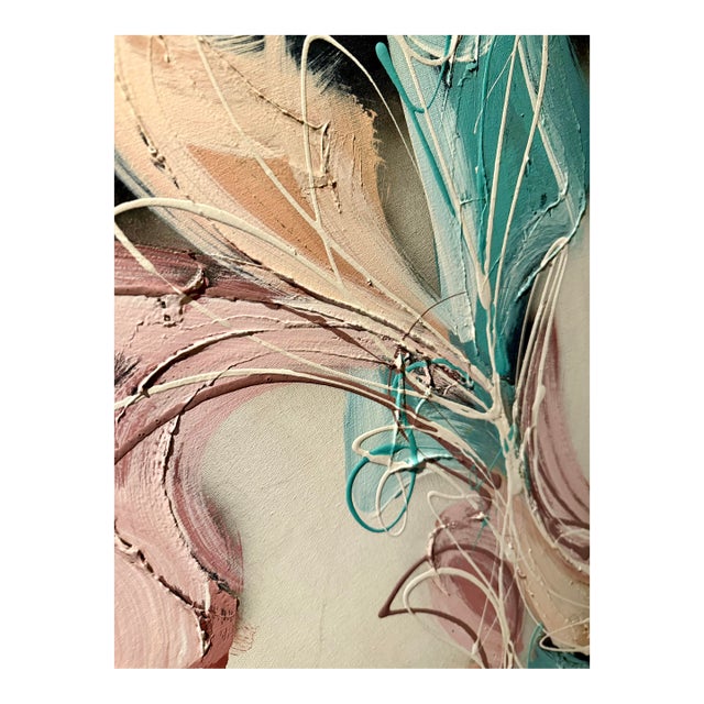Large Vintage Mid-Century Modern Abstract 36x24 Original Impasto Painting by Valdez For Sale
