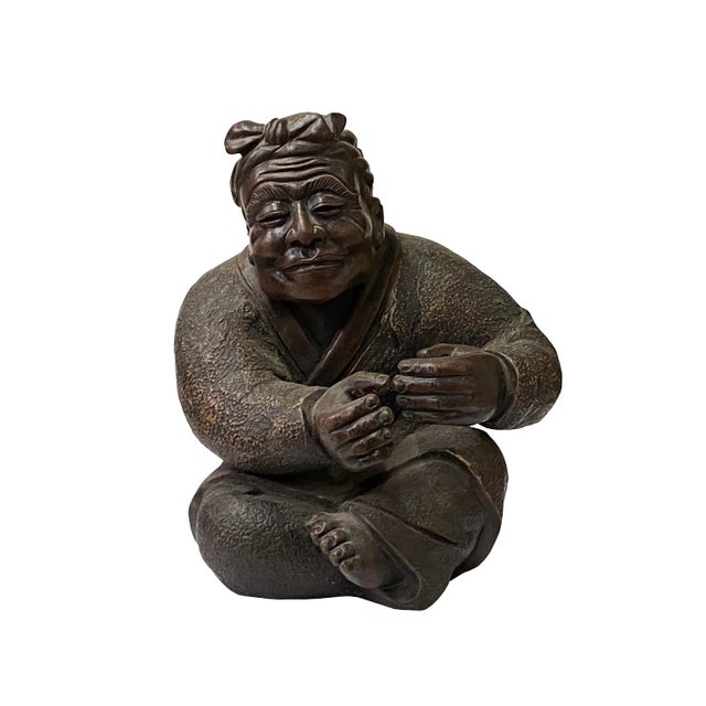 Chinese Distressed Brown Rough Marks Ceramic Clay Man Art Figure For Sale In San Francisco - Image 6 of 6