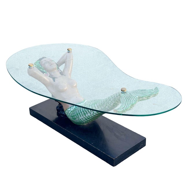 1950s MCM Sculptural Nude Mermaid Biomorphic Cocktail Table W/ Pair of End Tables For Sale In Los Angeles - Image 6 of 13
