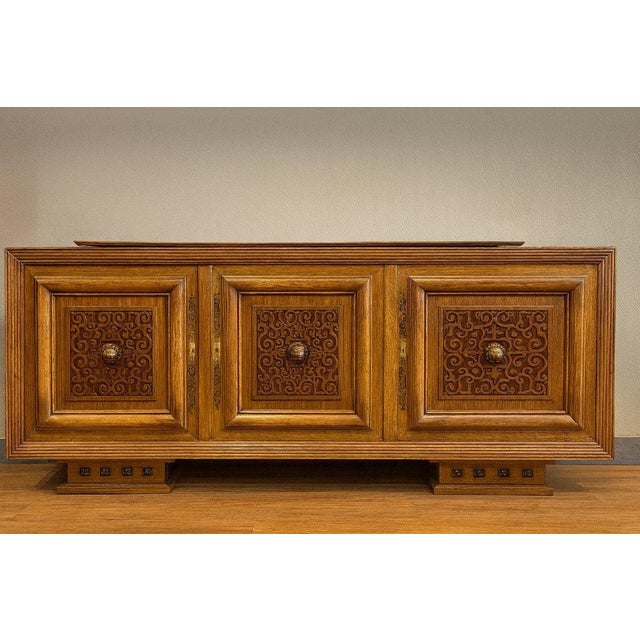 Art Deco Period Sideboard in Wood attributed to Charles Dudouyt, 1940s For Sale - Image 3 of 7