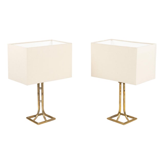 Table Lamps in Brass and Faux Bamboo, Italy, 1960s, Set of 2 For Sale