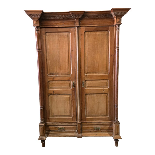 Antique French Provincial Pine Armoire | Louis XVI Revival For Sale