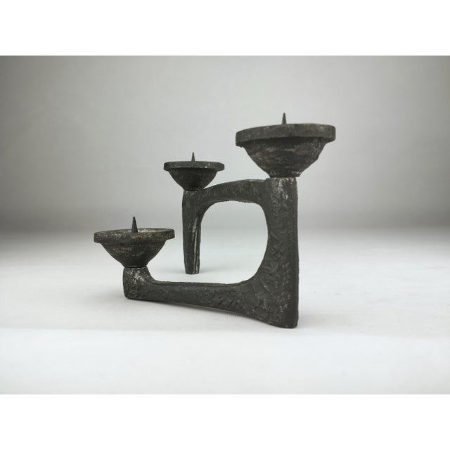 Mid-Century Brutalist Cast Iron Candlestick, 1960s, in Very Good conditions. Designed 1960 to 1969