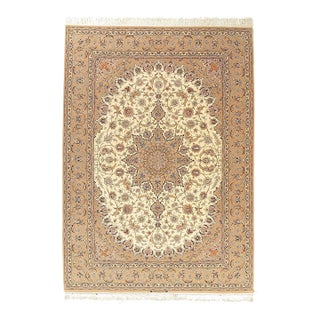 Super Fine Hand Knotted Persian Silk & Wool Isfahan Rug 8'4"x 12' For Sale