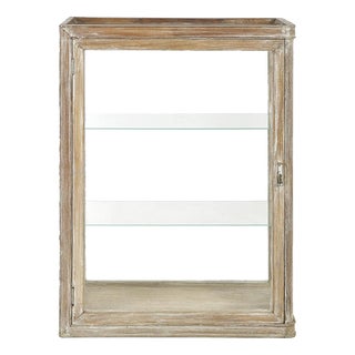 Display Case in Weathered Wood with Glass Shelves For Sale