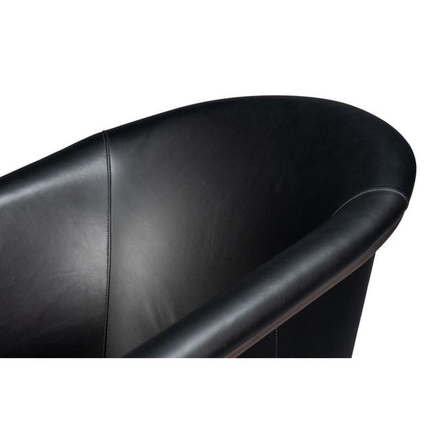 Metal Black Leather Tub Chair For Sale - Image 7 of 11