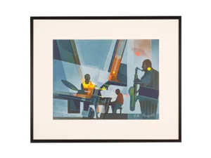 Jazz at Night, Screen Print on Thick Paper, Framed
